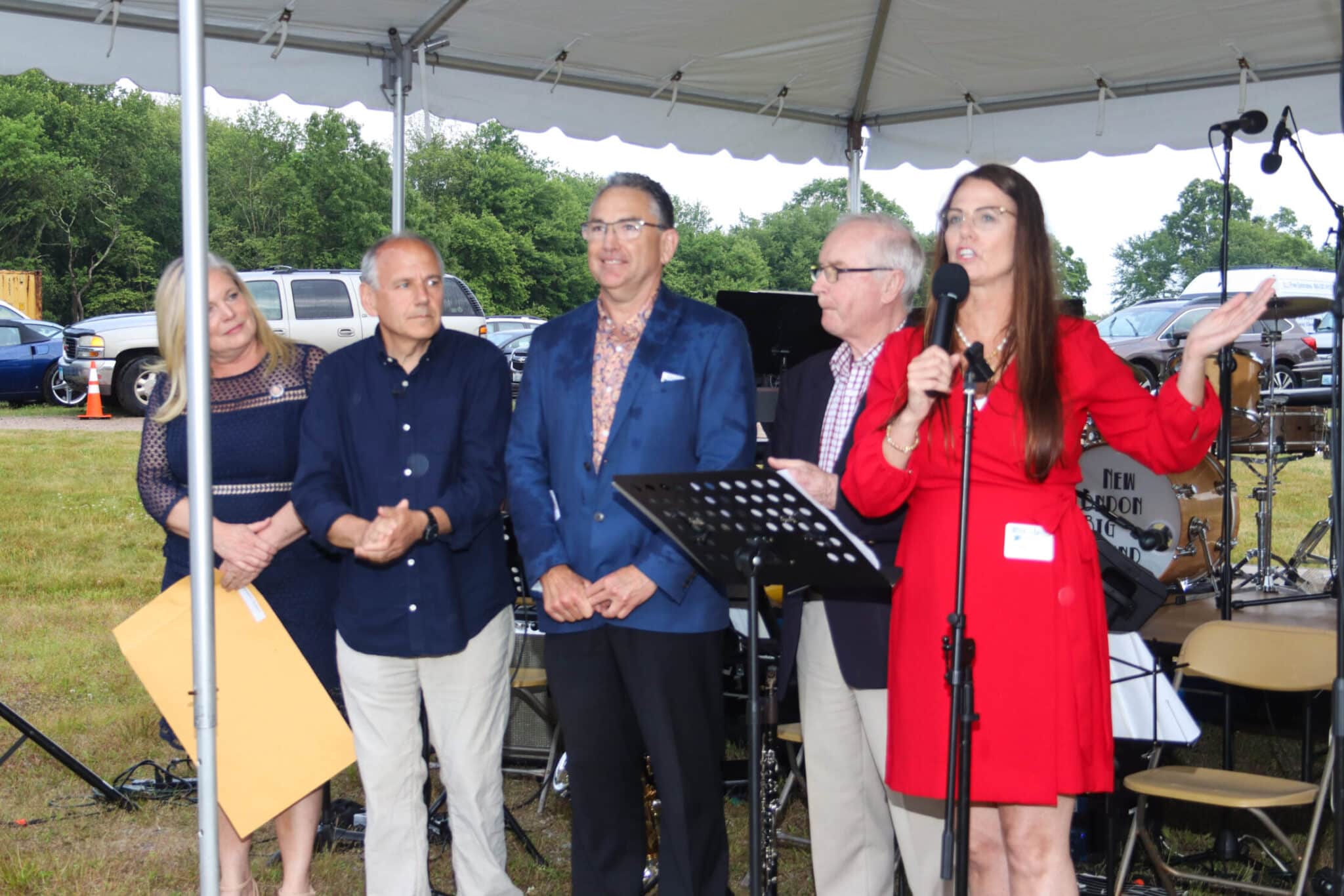 Anniversary Speech Stonington CT A speaker addressing the crowd during the Duncklee Cooling and Heating 50th anniversary ceremony in Stonington, CT