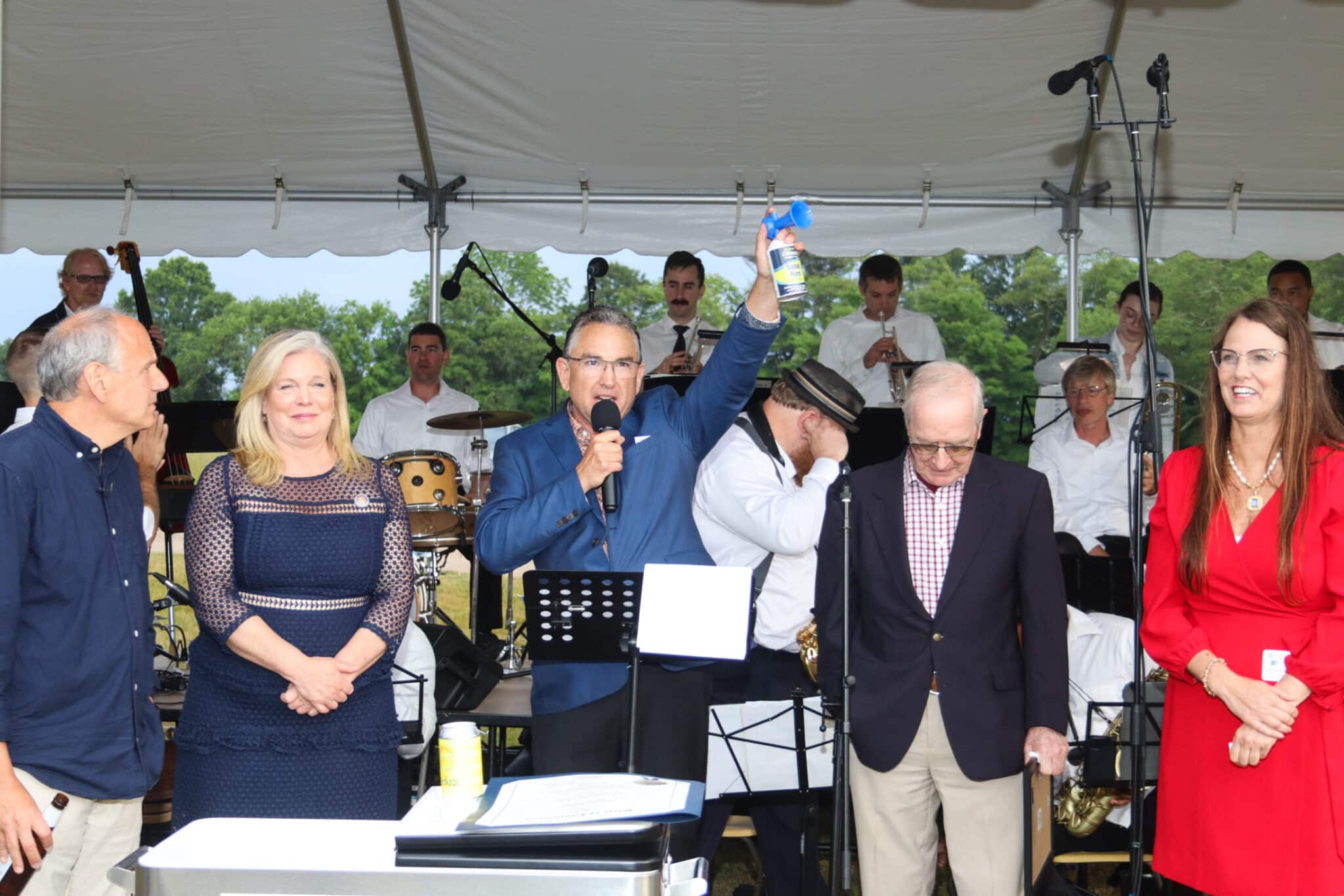 Duncklee 50th Anniversary Toast Stonington Guests raising to 50 years of Duncklee Cooling and Heating service in Stonington, CT