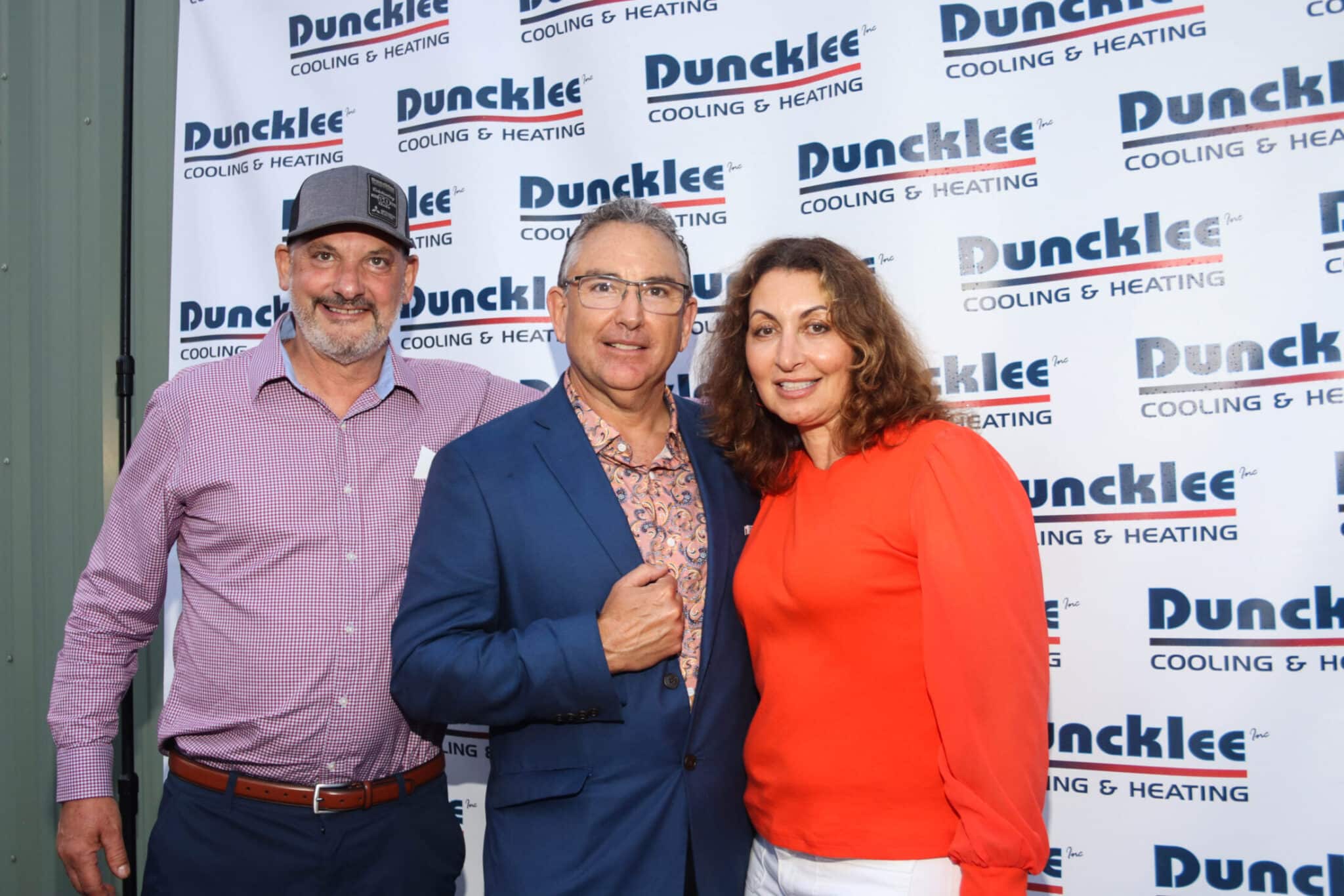 Duncklee Anniversary Photo Booth Stonington Friends and family posing for a photo at the Duncklee Cooling and Heating 50th anniversary event in Stonington, CT