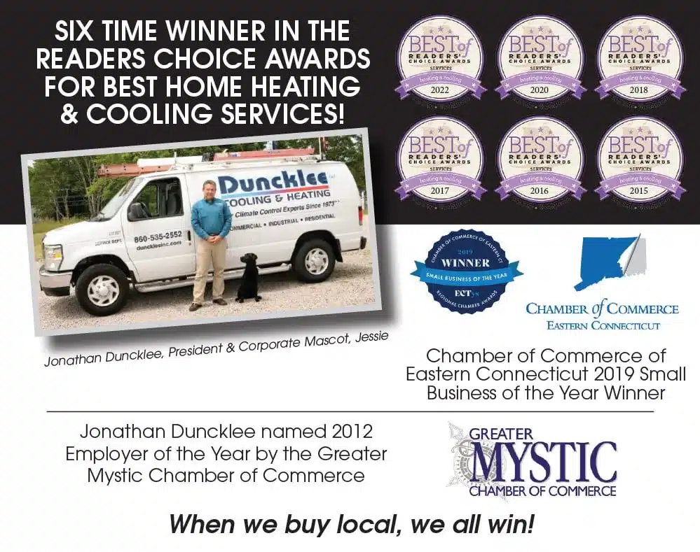 2018 Readers Choice Awards given by New London Day #1 in the 2018 Readers Choice Awards for Heating & Cooling Services at Connecticut